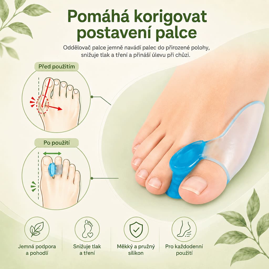 Gelový chránič palce nohy – separátor a ochrana kloubu při hallux valgus